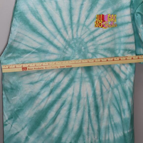 All Gas No Brakes Tie Dye Graphic Tee Turquoise Size L - Picture 3 of 4